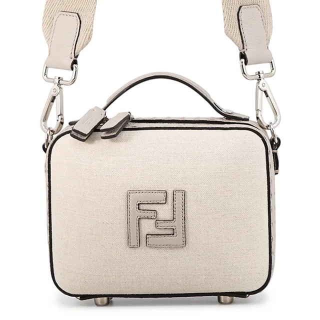 Fendi Selleria Suitcase 2WAY Bag Gray7VA552AHU6F1GMI Canvas Leather Size Mini in Canvas from GALLERY RARE