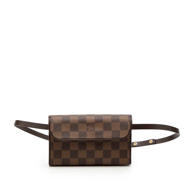 Brown Louis Vuitton Damier Ebene Pochette Florentine Belt Bag in Brown Canvas from Designer Revival