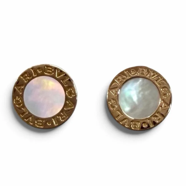 Bvlgari Shell Earrings 750 Pink Gold White in White from The Reluxe