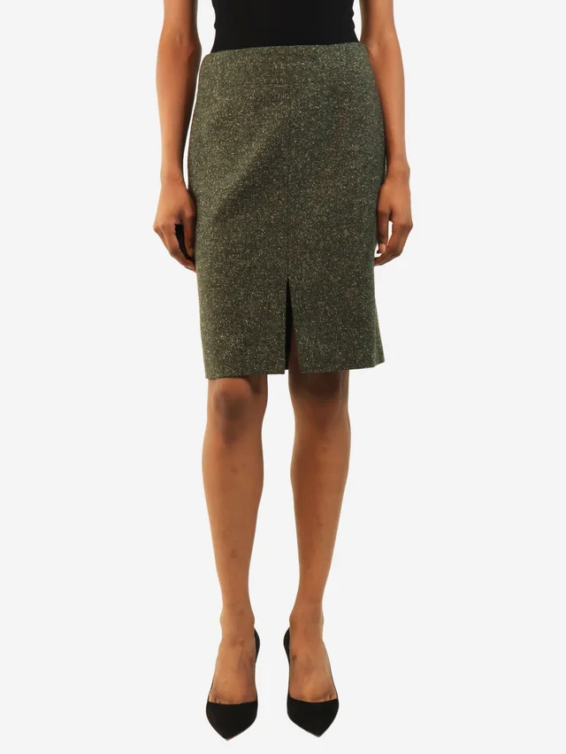 Dolce & Gabbana Dark green vintage tweed skirt - size UK 8 in Green Tweed from Sign of the Times