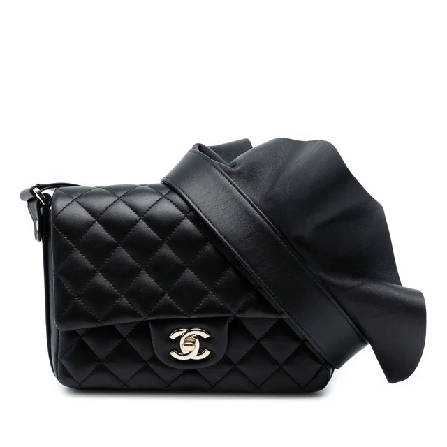 Black Chanel Quilted Calfskin Bolero de Chanel Flap Crossbody Bag in Black Calfskin from Designer Revival