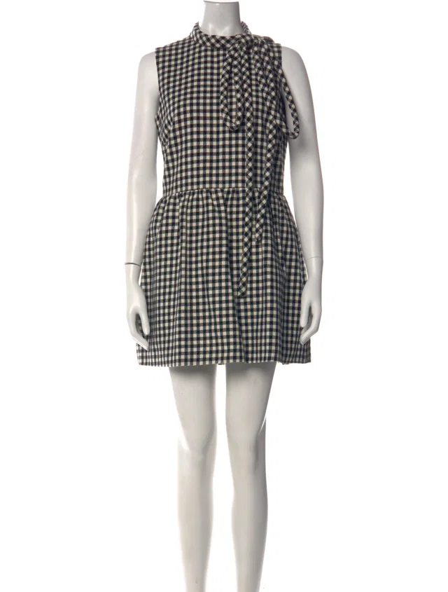 REDValentino Plaid Print Tie Neck Jumpsuit in white from The RealReal