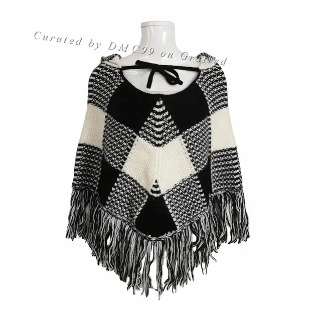 REDValentino Black White Knit Poncho, Women's (Size Xs) in multicolor Leather from Grailed