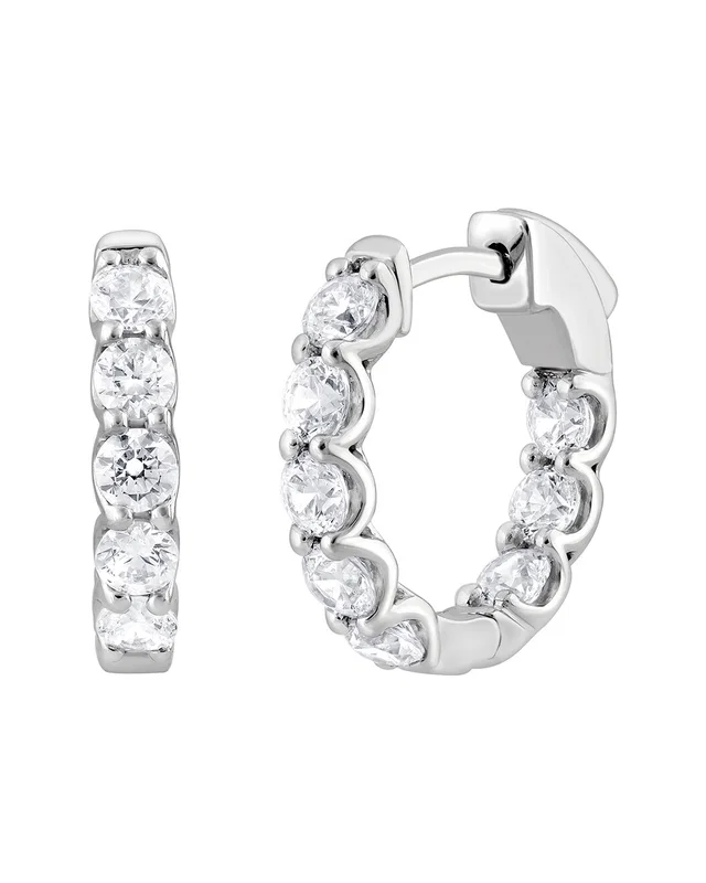 Lab Grown Diamonds Silver 2.00 ct. tw. Lab-Grown Diamond Hoop Earrings, image 1 of 1 from Rue La La