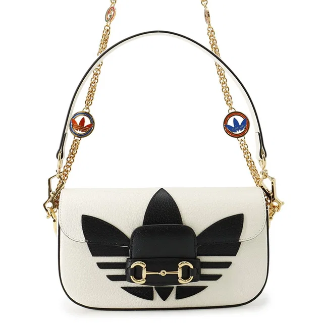 Gucci Chain Shoulder Bag Adidas Collaboration Horsebit 1955 Small 2-Way White in White Leather from The Reluxe