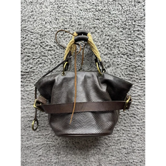 Dolce & Gabbana Vintage Women's Chevron Leather Belted Satchel Handbag Brown in brown|red Leather from Poshmark