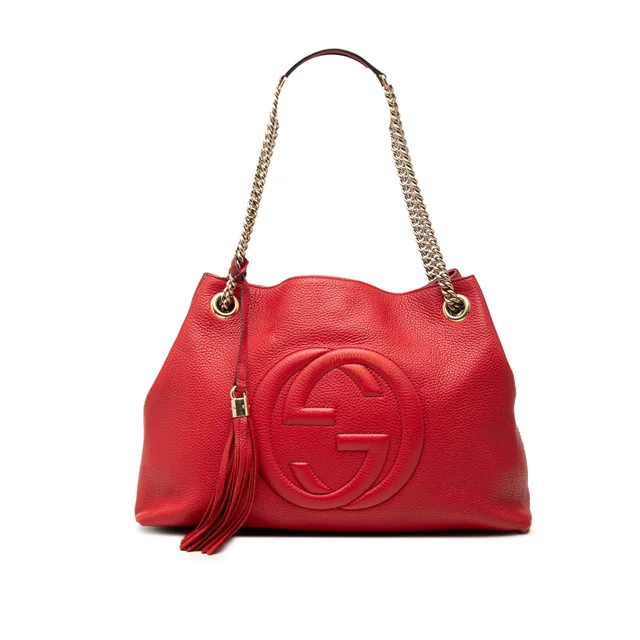 Red Gucci Medium Calfskin Soho Chain Tote in Red Calfskin from Designer Revival, photo 1 of 1