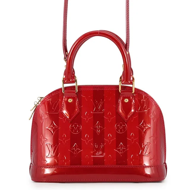 Louis Vuitton Handbag Monogram Vernis Rayures Alma BB 2-Way Red in Red from The Reluxe