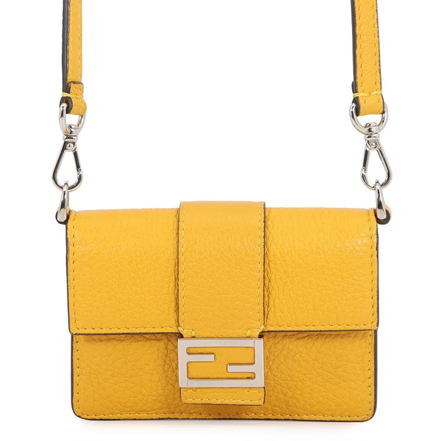 Fendi Micro Flat Baguette Shoulder Pochette Yellow7M0311 Leather in Leather from GALLERY RARE