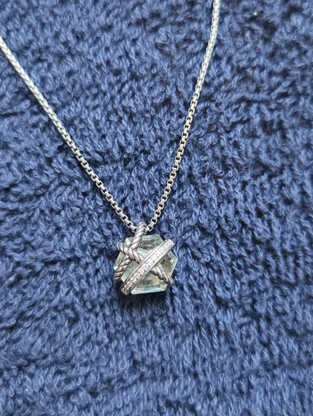 David Yurman Cable Wrap Necklace In Sterling Silver With Prasiolite And Diamonds in silver|gray|green from Poshmark