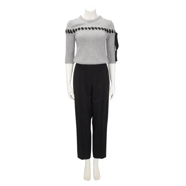 Hermès Straight Leg Pants FR 42 in Black Wool from Blue Spinach