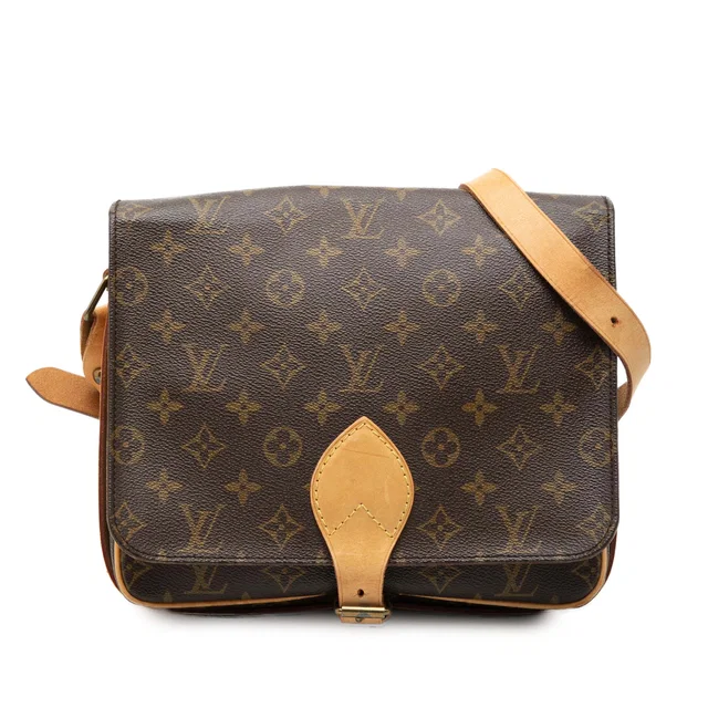 Brown Louis Vuitton Monogram Cartouchiere GM Crossbody Bag in Brown Coated canvas from Designer Revival