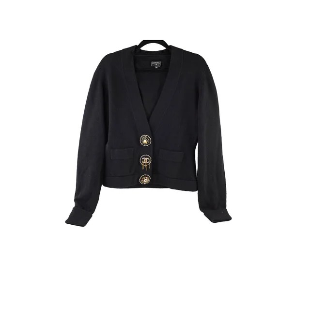 Chanel 22A Cashmere Cardigan Balck Size 38 in Cashmere from The Purse Affair