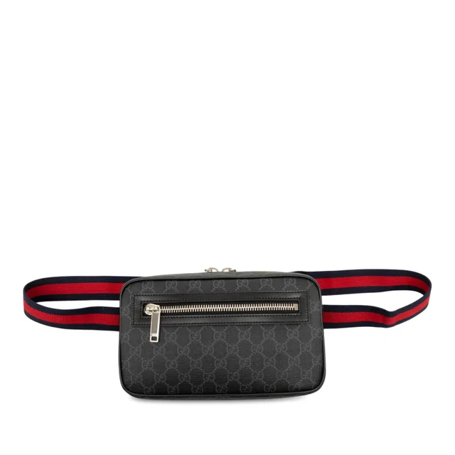 Black Gucci GG Supreme Web Belt Bag in Black Coated canvas from Designer Revival