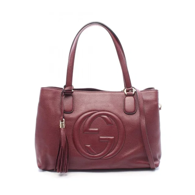 Gucci Tote Soho Interlocking G 2-Way Burgundy Leather in Burgundy Leather from The Reluxe