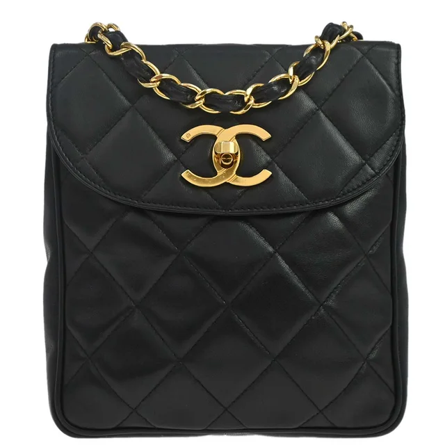 Chanel 1994-1996 Black Lambskin Shoulder Bag in Black Lambskin from AMORE Vintage Tokyo