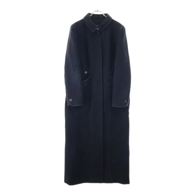 Chanel Wool&cashmere Long Coat CC Logo Button Wool Cashmere Black in Black Cashmere from The Reluxe