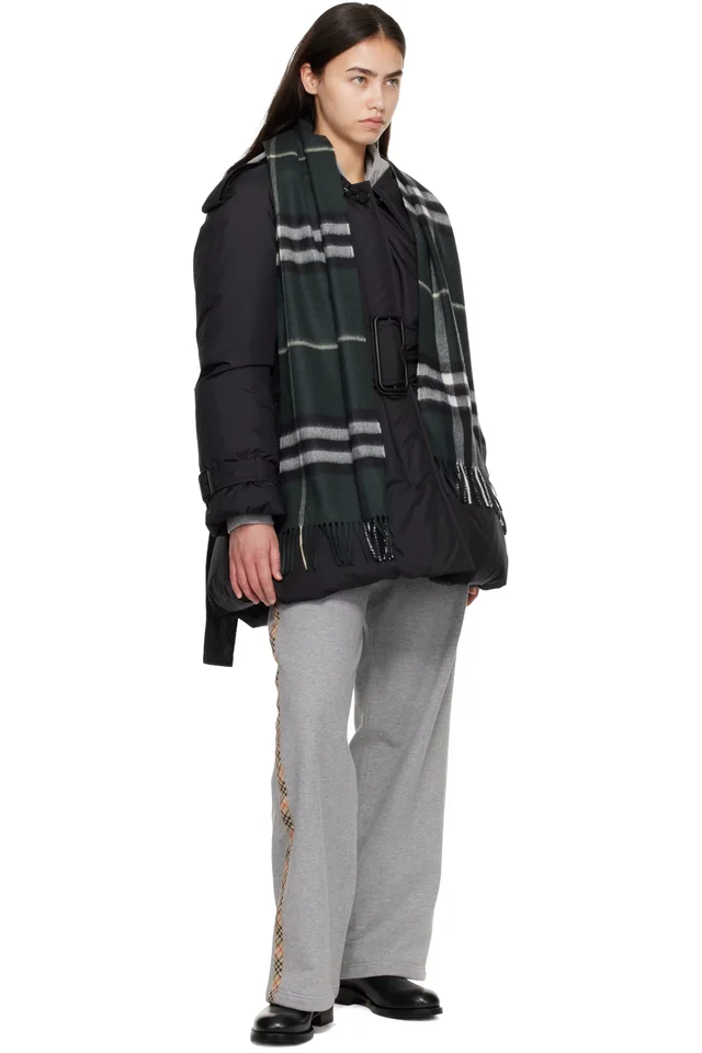 Burberry Green Check Cashmere Scarf, photo 2 of 2 from SSENSE