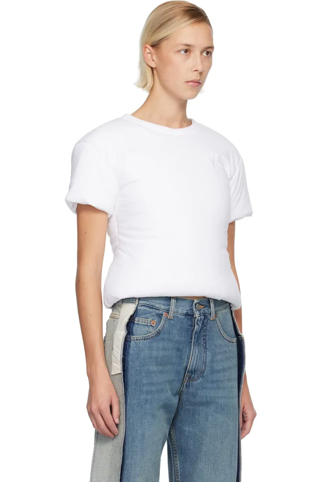MM6 Maison Margiela White Padded T-shirt, photo 2 of 4 from SSENSE