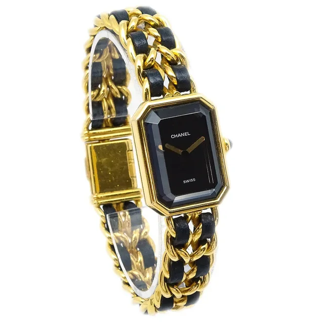 Chanel Premiere Watch Gold #XL in Gold Leather from AMORE Vintage Tokyo