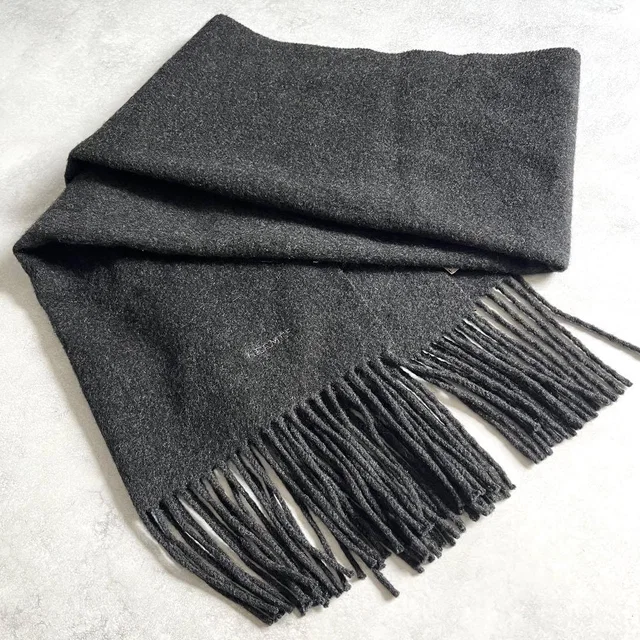 Hermès Fringe Cashmere Scarf Dark Gray in Grey Cashmere from The Reluxe