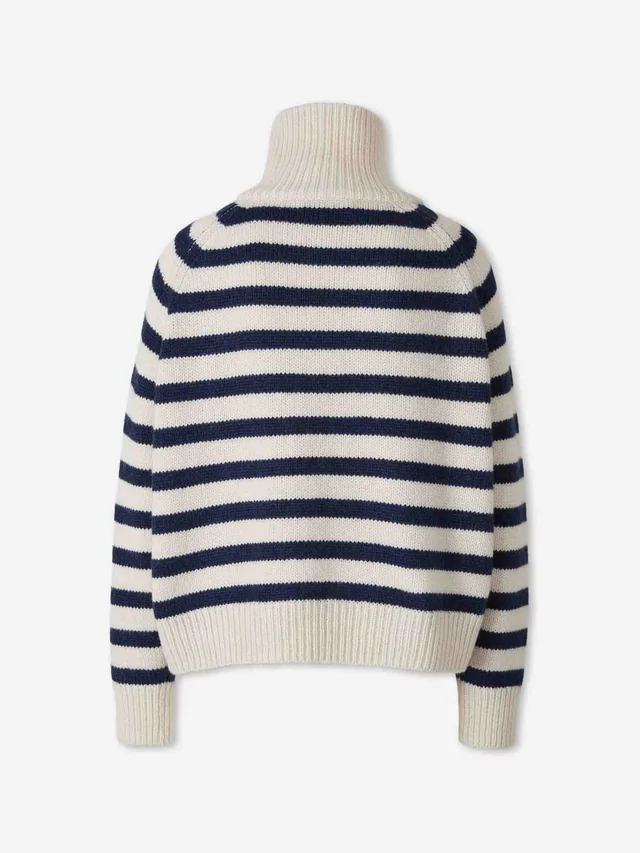 Nili Lotan Striped zip-neck knit sweater, photo 2 of 4 from SENSER