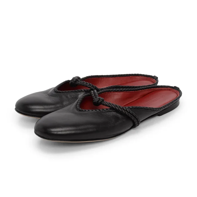 Bottega Veneta Rosa Mary-Jane Ballerina Flats 39 in Black Lambskin from Blue Spinach
