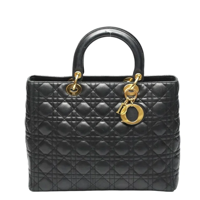 Dior Christian 2-Way Shoulder Bag Cannage Black in Black from The Reluxe