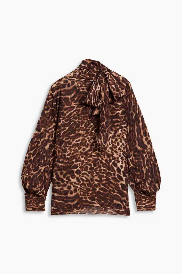 Mikael Aghal Leopard-Print Fil Coupé Chiffon Pussy-Bow Blouse from THE OUTNET, photo 1 of 1
