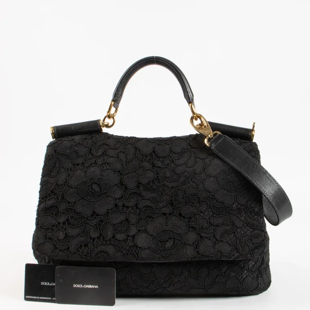 Dolce & Gabbana Black Lace Large Sicily Bag in Black from Labellov, photo 2 of 8