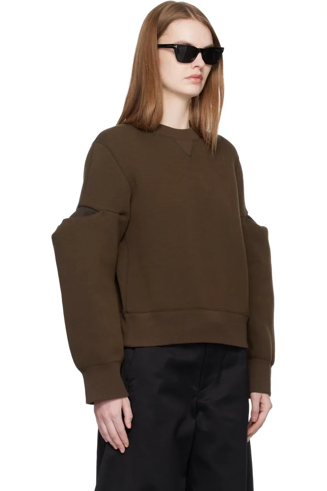 sacai Brown Sponge Sweat Pullover Sweatshirt, photo 2 of 4 from SSENSE