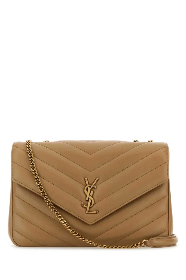 Saint Laurent Loulou Shoulder Bag — Beige in Beige Lambskin from HEWI