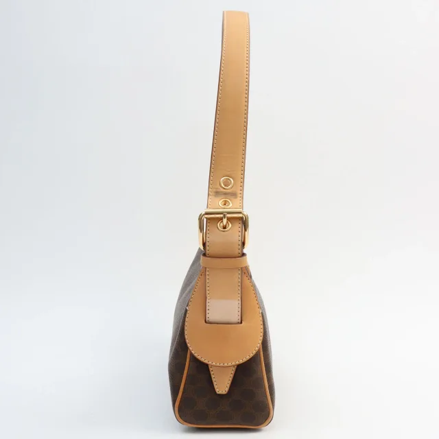 Celine Macadam Pattern Logo Plate Shoulder Bag Brown in Brown from VINTAGE QOO TOKYO, photo 4 of 14