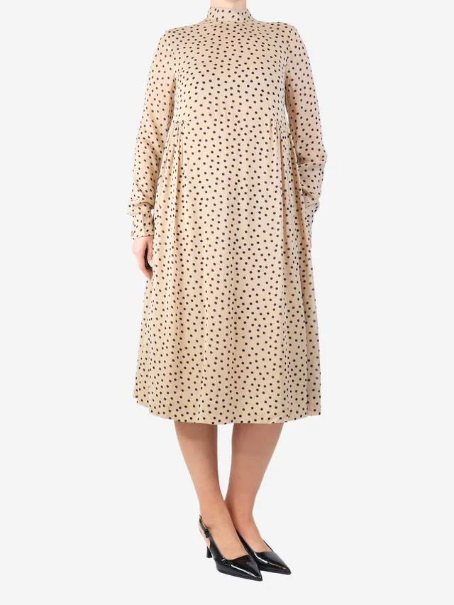 GANNI Beige polka dot midi dress - size in Beige from Sign of the Times, photo 3 of 3