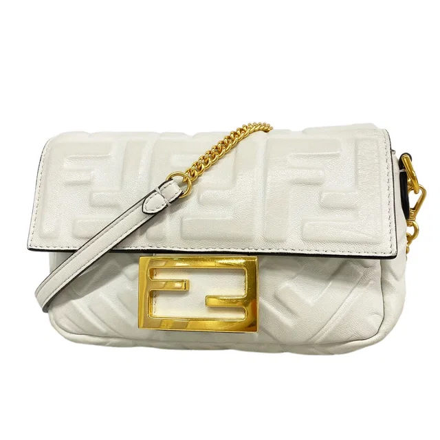 Fendi Shoulder Bag Bucket Leather White Gold in White Leather from The Reluxe