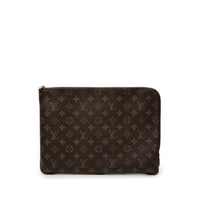 Brown Louis Vuitton Monogram Etui Voyage MM Clutch Bag in Brown Coated canvas from Designer Revival