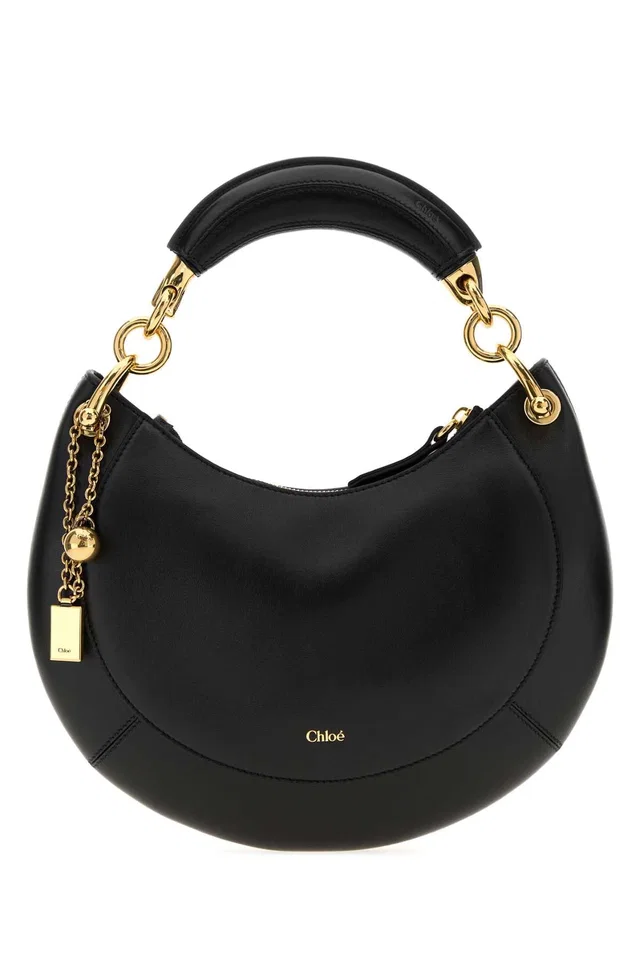 Chloé Curved Shoulder Bag — Black in Black Lambskin from HEWI