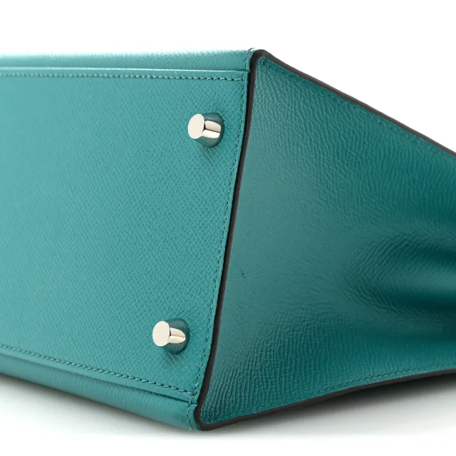 Hermès Epsom Kelly Sellier 32 Bleu Paon in Blue Epsom leather from FASHIONPHILE, photo 10 of 13