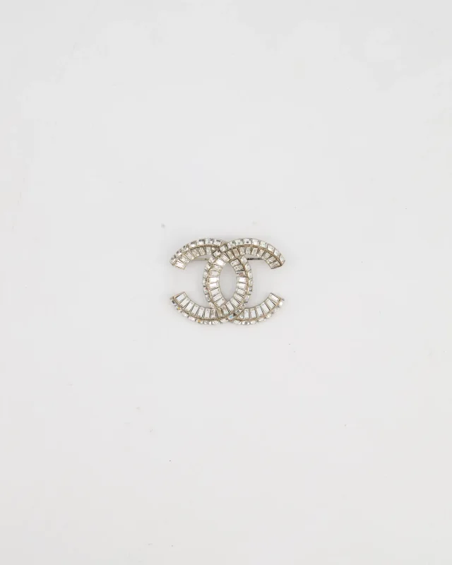 Chanel Silver Crystal Embellished CC Brooch in Silver from Sellier, photo 7 of 7