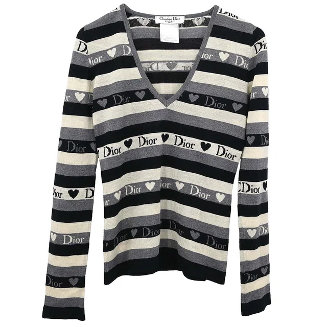 Dior 2005 Long Sleeve Top Gray #36 in Grey Silk from AMORE Vintage Tokyo