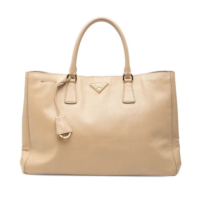 Tan Prada Large Saffiano Lux Galleria Tote in Brown Saffiano leather from Designer Revival
