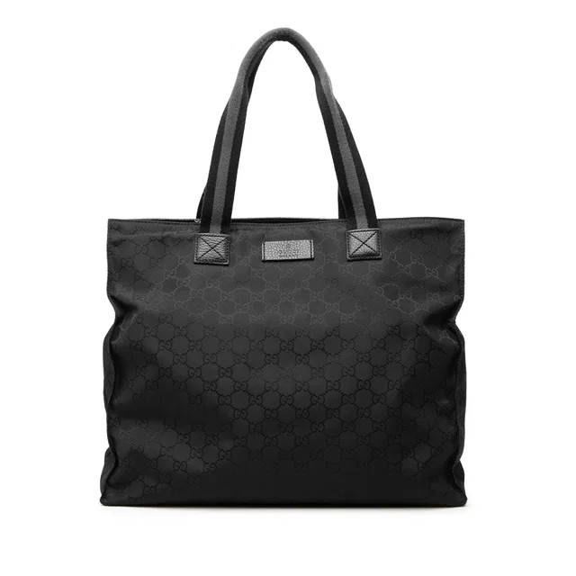 Black Gucci GG Nylon Web Tote in Black Nylon from Designer Revival