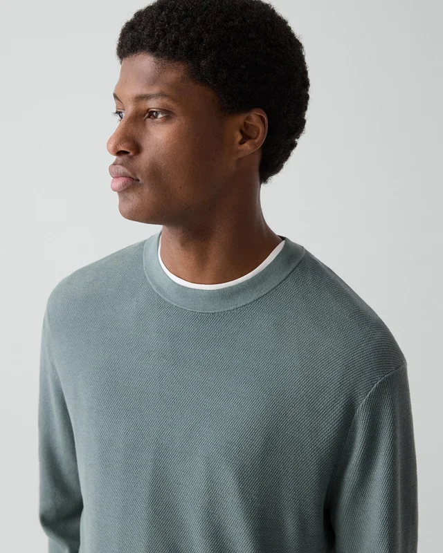 Theory Crewneck Sweatshirt in Silk-Cotton in LIGHT PINE GROVE 70% Silk, 30% Cotton; Exclusive Of Elastic, photo 4 of 12 from Theory