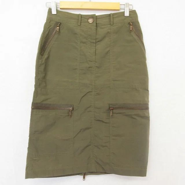 Celine Nylon Military Cargo Skirt 36 Khaki in Green Nylon from The Reluxe