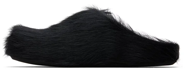 Marni Black Long Hair Calfskin Fussbett Sabot Loafers, photo 8 of 10 from SSENSE