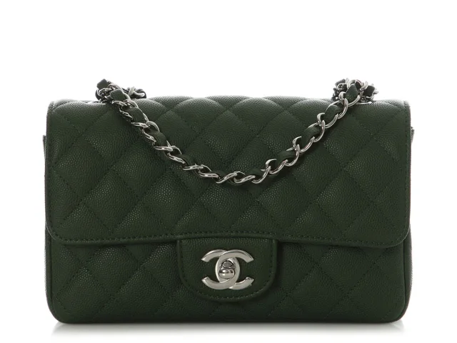Chanel Mini Dark Green Quilted Caviar Classic in Green Caviar leather from Ann's Fabulous Finds, photo 2 of 5