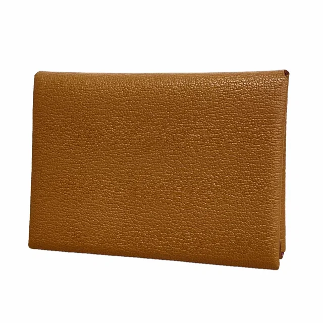 Hermès Coin Purse Calvi Duo Chevre Mysore Silver in Silver Goatskin from The Reluxe