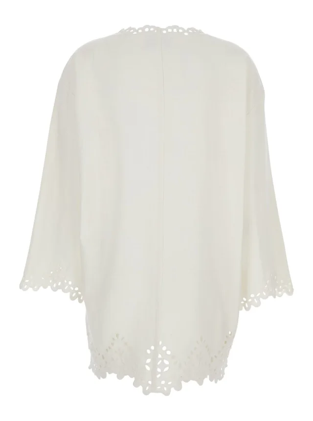 MARANT ETOILE Dress 'Sherazade' Crew Neck with Cut-Out Details and Scalloped Hem in White Cotton for Women in White 100% Cotton, photo 3 of 6 from Gaudenzi Boutique