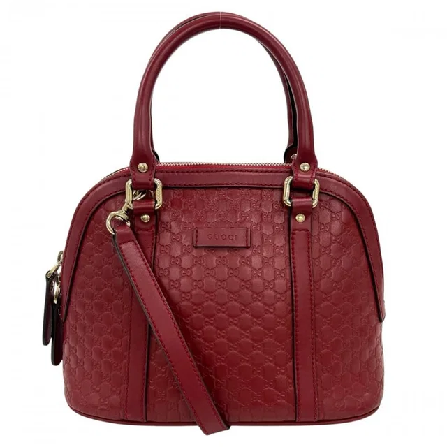 Gucci Shoulder Bag Micro Guccissima Dome Leather Red Gold in Red Leather from The Reluxe