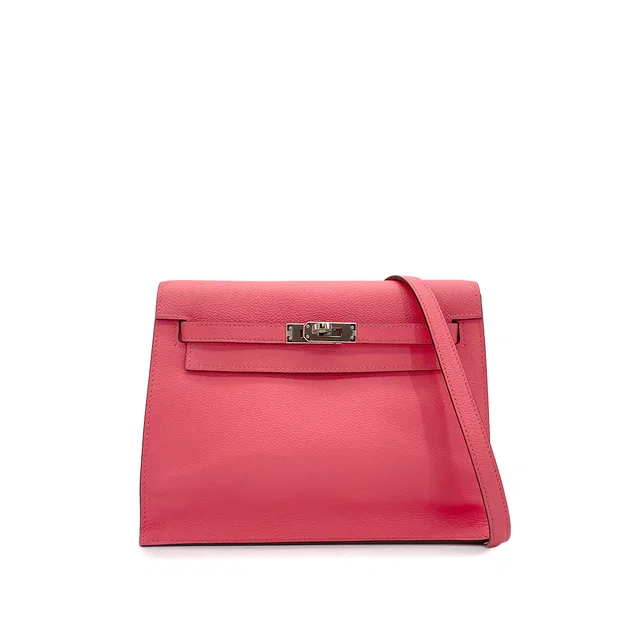 Hermès Kelly Dance 2 Sellier Rose Azalee Evercolor Shoulder Bag 2019 D Stamp Palladium Hardware in Pink Leather from Luxury Promise